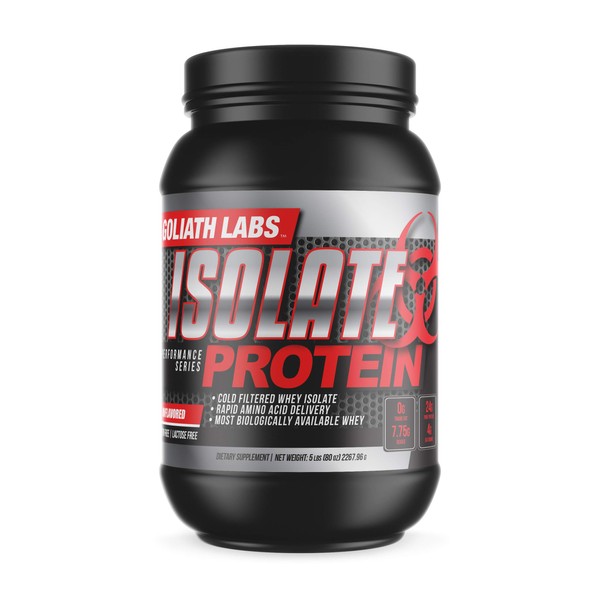 Goliath Labs Whey Protein Isolate [5 lbs/1 Tub/Unflavored] –Pure Protein Powder, 100% Cold Filtered, 24,000mg Amino Acids/Serving, Muscle-Building Protein Mix (Packaging May Vary) –Diet & Nutrition