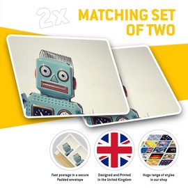 Rectangle Stickers (Set of 2) 10cm - Robot Retro Toy Fun Laptop Tablet Luggage Scrapbook #3704