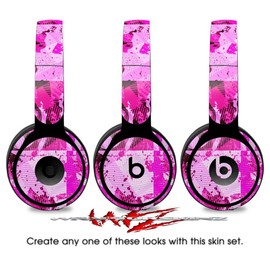 WraptorSkinz Vinyl Decal Wrap Works with Beats Solo Pro Headphones Pink Plaid Graffiti - Skin Only Beats NOT Included