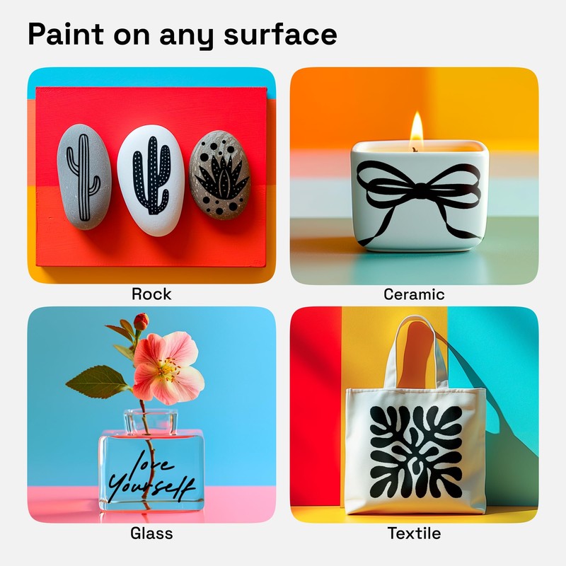 ARTISTRO 5 Black Dual-Tip Acrylic Paint Pens for Rock, Ceramic,