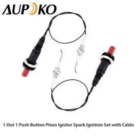 Aupoko Piezo Spark Igniters Push Button Piezo Igniter with Threaded Universal Ceramic Electrode Ignition Spark Plug Wire 30 CM for Heater Gas Grill Cooker BBQ Fireplace Stove Range Outdoor Set of 2