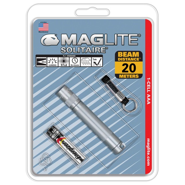 Maglite Solitaire Incandescent 1-Cell AAA Flashlight Gray