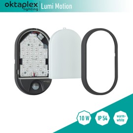 Oktaplex lighting Lumi Motion LED Outdoor Lamp Oval with Motion Sensor IP54-10 W 800 lm Warm White 3000 K Outdoor Light Oval Light Outdoor Anthracite