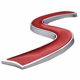 Metal Red S Lettering Front Grille Grill Chrome w/Mount Emblem Badge for MINI Cooper R50 R53 R55 R56 R57 R59 F56 F55
