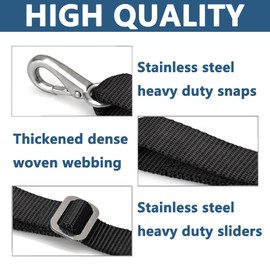 Necmetu Two Hooks Adjustable Bimini Boat Top Straps,23"~60" Marine Awning Webbing Straps,with Stainless Stee Heavy Duty Snap Hooks,Premium Boat Canopy Nylon Strap,Black,Pack of 2 (Black)