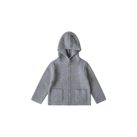 Stellou & friends Cardigan for Baby and Toddler with Buttons in Wood Look, Girls and Boys, High-Quality Clothing Made of 100% Cotton, Perfect for Autumn and Winter, Oeko-Tex Certified, Grey melange