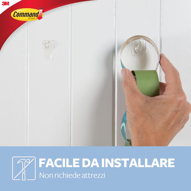 Command Mini Ganci Adesivi Trasparenti per Decorazioni Interne, 30 Ganci