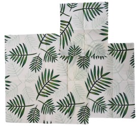 Reusable, Organic, Natural Beeswax Sandwich Wraps - Set of 3 - Patterned Design (Green Leaves)