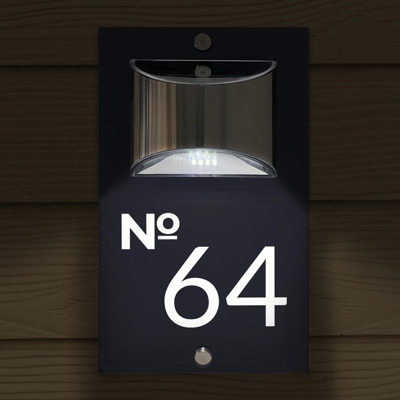 Custom Signs Solar Illuminated Modern Anthracite House Number Sign 24cm