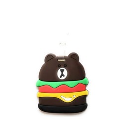 Colorful & Fun Animal Themed Travel Suitcase ID Luggage Tag and Suitcase Label (Hamburger Bear ~ 3.5" x 4")
