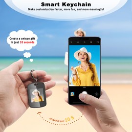 GUOMIS Digital Frame, 1.5 Inch Digital Photo Frame, Load Photos, Texts, Emergency Contact Numbers via Mobile App, Apple Find My (iOS), Suitable for Keys, Backpacks, Pendants