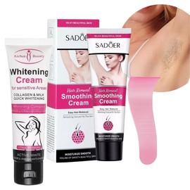 Duo Crema Depilatoria y Crema Hidratante/Blanqueadora Corporal Crema Removedora Vello Piernas Axilas y Crema Elimina Manchas Obscuras Entre Pierna Axilas Zona Íntima