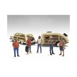 American Diorama Campers Series 5 Piece Figure Set for 1/24 Scale Models