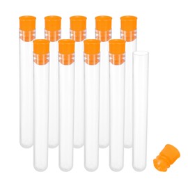 PATIKIL 0.5x3" Plastic Sewing Needle Storage Holder, 10 Pack Portable Embroidery Needle Pin Toothpick Storage Tubes Cases Box for Craft Knitting, Orange