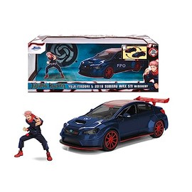 Jada Toys Jujutsu Kaisen Yuji Itadori Figure with Model Car 2016 Subaru WRX STI Wideboy - Set of Action Figure (7 cm) and Toy Car (20 cm) for Manga and Anime Fans from 8 Years