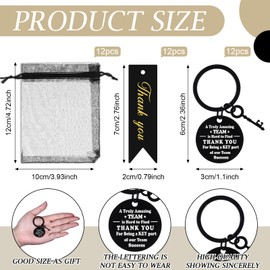 12 Set Employee Thank You Gifts Bulk Include Inspirational Appreciation Keychain Thank You Cards Drawstring Organza Bags Office School Motivational Gift for Teacher Nurse Team Coworkers Social Worker