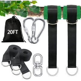 igolfluck 20FT Tree Swing Straps Hanging Kit, Extra Long Tree Swing Straps Holds 5500 lbs with Lock Carabiners & Tree Protectors, Safer for All Swing & Hammock