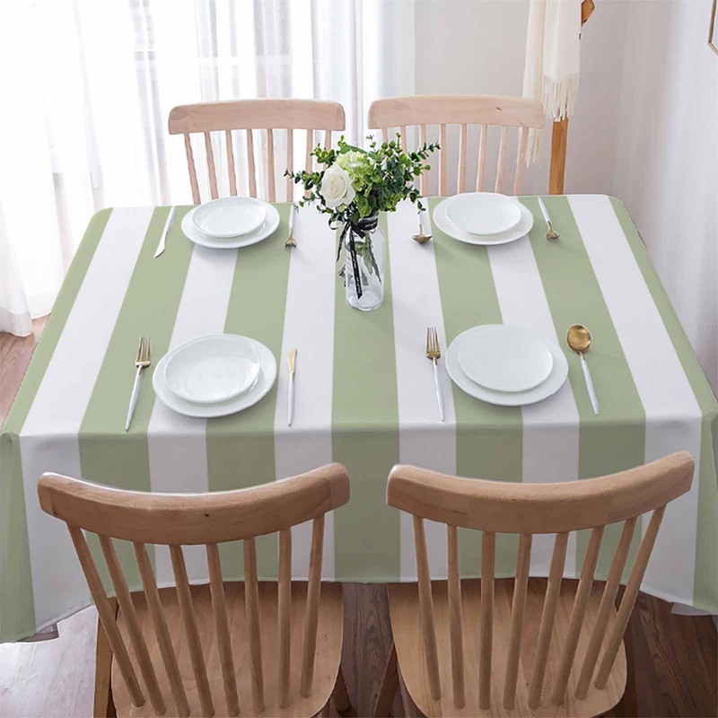 Boanket Waterproof Tablecloth - Sage Green Striped Oil Proof Spill