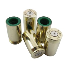 45 Caliber Bullet Shell Casing Universal Tire Valve Stem Caps - Set of 5 - Car SUV Truck Motorcycle Bike ATV (Brass with Silver Center)