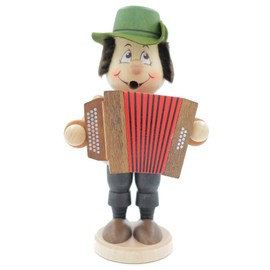 Kuhnert - Original Erzgebirge Wood Art Smoker Figurine Gnome 17 cm - Musician