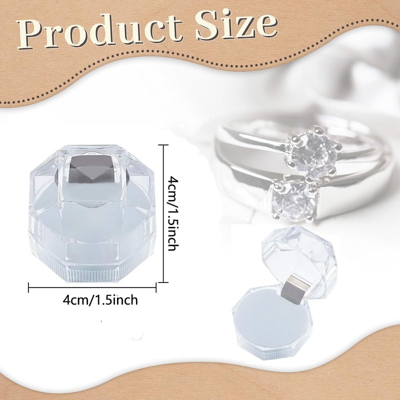 Clear Crystal Ring Gift Box With Foam Insert - 30Pcs