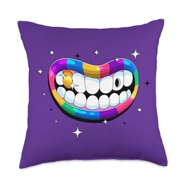 Retro Rubber Hose 20s Bold Mouth Statement Pop Art Throw Pillow