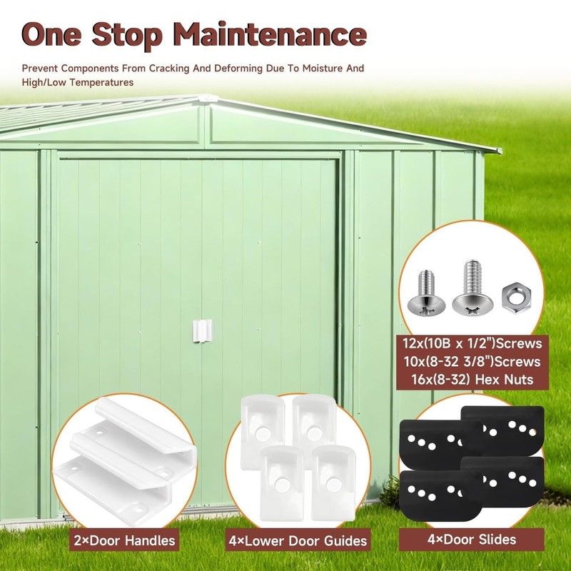 LEYURISE Shed Door Tune-Up Full Kit Compatible with Arrow ShelterLogic