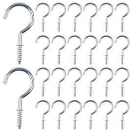 JOYIAL Pack of 100 Small Screw Hooks, Eye Screw Ceiling Hooks, Mini Silver Hook Screw Hooks for Screwing Small for Hanging Plants Art Decorations Key Christmas Decoration