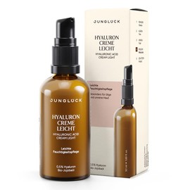 JUNGLÜCK Hyaluronic Cream Lightweight with 0.5% Hyaluronic Acid, Organic Aloe Vera & Organic Jojoba Oil Light Moisturiser for Combination Skin and Oily Skin - Vegan
