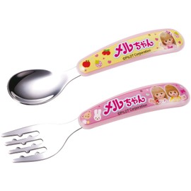 Skater SFBS1-A Children's Stainless Steel Spoon, Fork Set, Weaning Spoon, Fork, Kids, Mel-chan, Girls
