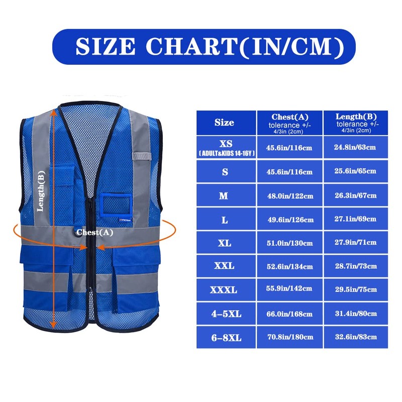 A-SAFETY High Visibility Mesh Safety Reflective Vest with Pockets and