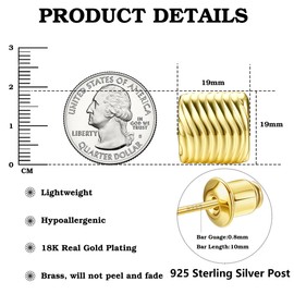 JeweBella Hypoallergenic Earrings Gold for Women 18K Gold Plated Chunky Statement Earrings Silver 925 Post Stud Earrings Gold Earrings Women Large Earrings Gold Ladies Fashion Jewellery, Silver