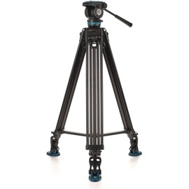 Benro KH26PC Video Tripod with Head, 15lb Payload, Continuous Pan Drag, Anti-Rotation Camera Plate (KH26PC)