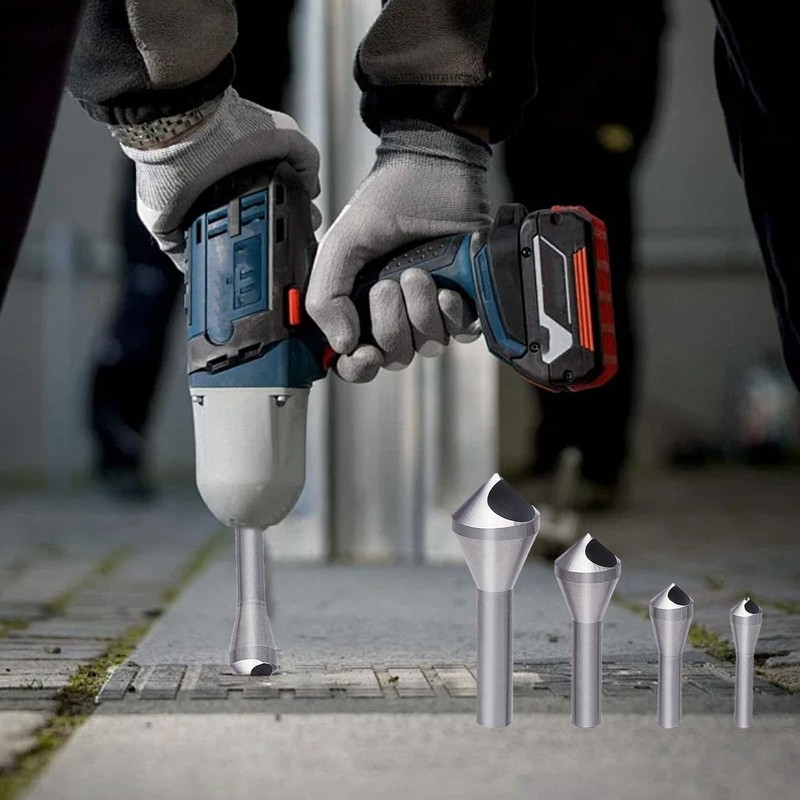 GIONAR 4pcs Countersink Drill Bit Set Deburring Chamfer Drill Bits,