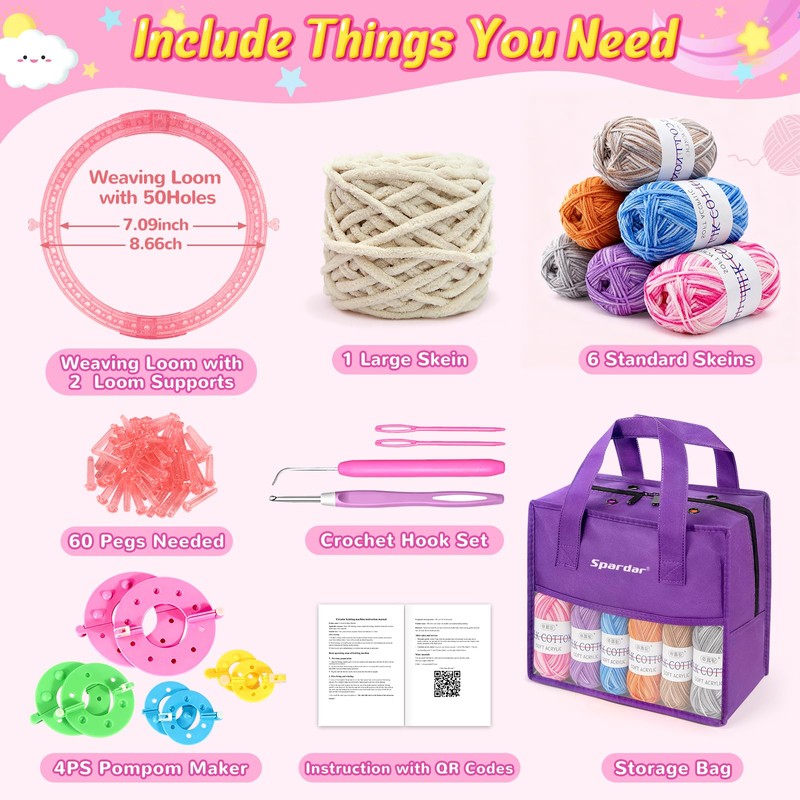 Spardar Hat Knitting Kit, Weaving Loom Kit with Portable Storage