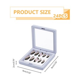 SUPERFINDINGS 3D Floating Press On Nail Packaging Boxes Fake Plastic Nail Display Square Box Jewelry Organizer Showcase for Necklaces Earrings Rings Storage 7.5x7.5cm