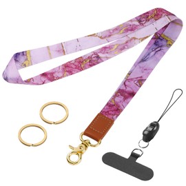 Uniclife Lanyard, ID Card Holder with Strap, Neck Lanyard for Neck, Cute Lanyard for Card Holder & Wallet, Long Marble Lanyard for Women