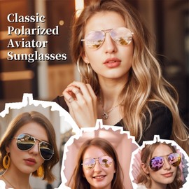BOBUXLIIN Aviator Sunglasses for Women with UV 400 Protection Lens Womens Polarized Sunglasses Lightweight Metal Pilot Frame