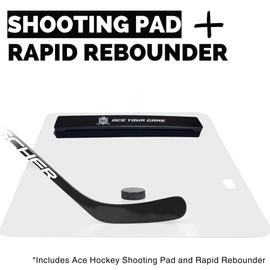 Ace Hockey Shooting Pad 30" x 60" Plus Puck Rebounder - Synthetic Ice Mat with Puck Passer - 12.5 sqft Shoot Pad with Hockey Passer for One Timers - Practice Hockey (with Rebounder, 30 x 60 inch)