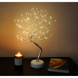 Alfanite Twinkling Tree Fairy Light Spirit Tree Lamp Bonsai Tree Light, Fairy Light Tree, Cute Room Decor Aesthetic Decor, Night Light Lamp, Twinkle Tree, (Silver Branches 108 LED)
