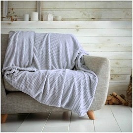 Kinfolk Textile Waffle Throw Honeycomb Blanket Soft Warm Cuddly Sofa Travel Bedspread (Grey Silver, Single - 125 x 150cm)