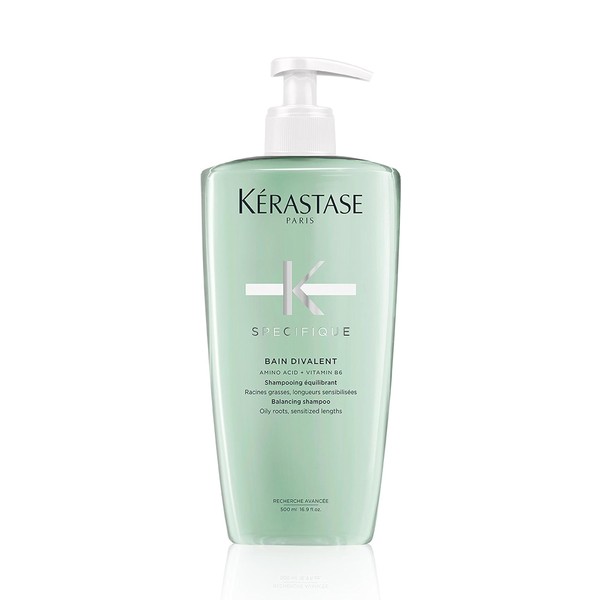 Kérastase Shampoo for Oily Scalp and Damaged Lengths, Balancing and Clarifying Hair Bath, Bain Divalent, Spécifique, 500 ml