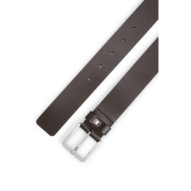 BOSS Herren Ther-Flag-E Sz35 Gürtel aus italienischem Leder mit charakteristischem Streifen-Detail aus Metall Dunkelbraun 100