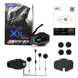 LockPose Intercomunicador para Casco de icleta X10,Admite Conversaciones Entre 10 Personas y Compartir música,IP67 Impermeable,Sistema de intercomunicador de Malla 4.0 (Negro)