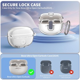 Secure Lock Clear Case Compatible with Bose Ultra Open Earbuds (2024) - TPU Protective Cover with Keychain