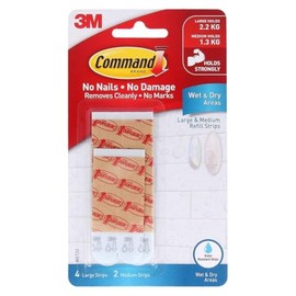 Command Wet Area Strip 6-Pieces, Medium/Large