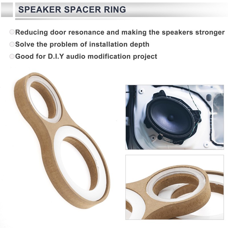 RATCHROLL 2セットのユニバーサルスピーカースペーサーリングアダプター、デュアルリング、2"用、4"用、スピーカーマウントスペーサーブラケットリング、アクリルウォッシャー付き、ブラウンウッド