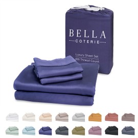 Bella Coterie Luxury King Bamboo Sheet Set | Organically Grown | Ultra Soft | Cooling for Hot Sleepers | 18" Deep Pocket | Viscose Made from Bamboo [Twilight Blue]