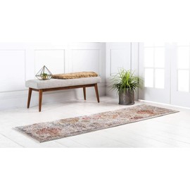 Unique Loom Augustus Collection Border, Traditional, Bohemian Area Rug, Runner 2' 2" x 6' 7", Beige/Blue