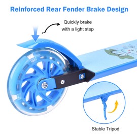 Herefun Children's Scooter with LED Light Up PU Wheels, Height Adjustable with Kick Stand, ABEC 7 Ball Bearings, Children's Scooter for Children Boys Girls from 3-16 Years